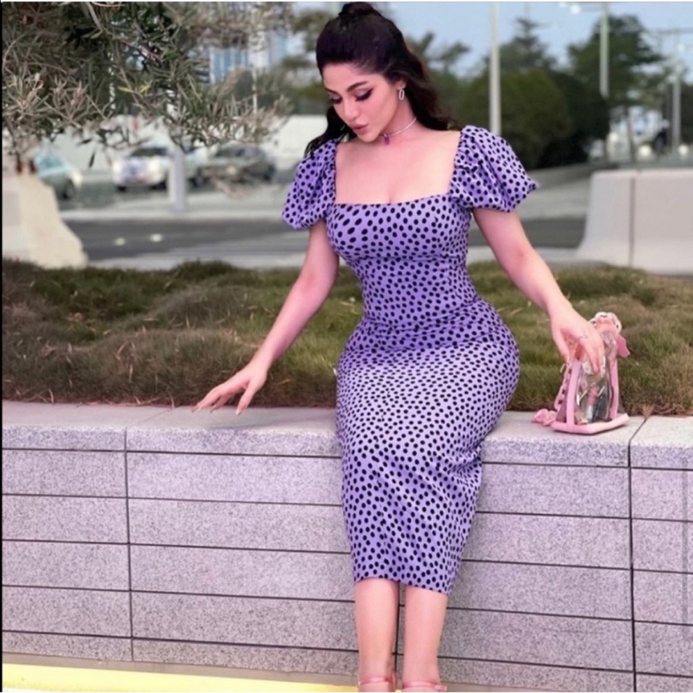 Zara Lavender Purple Polka-Dot Maxi Dress - Picture 4 of 6